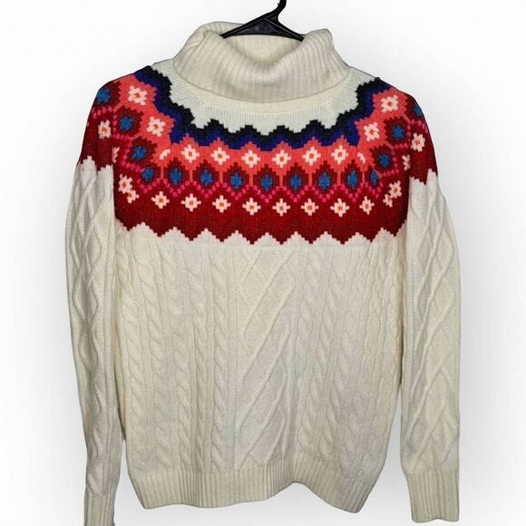 LOFT Fair Isle Turtleneck Sweater size Small - Picture 6 of 9